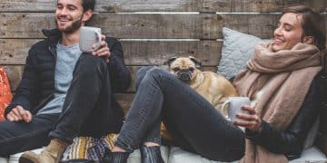 man, woman, dog