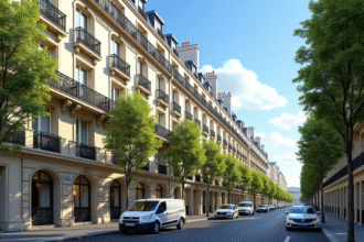 Immeubles parisiens élégants avec balcons ornes et façades haussmanniennes