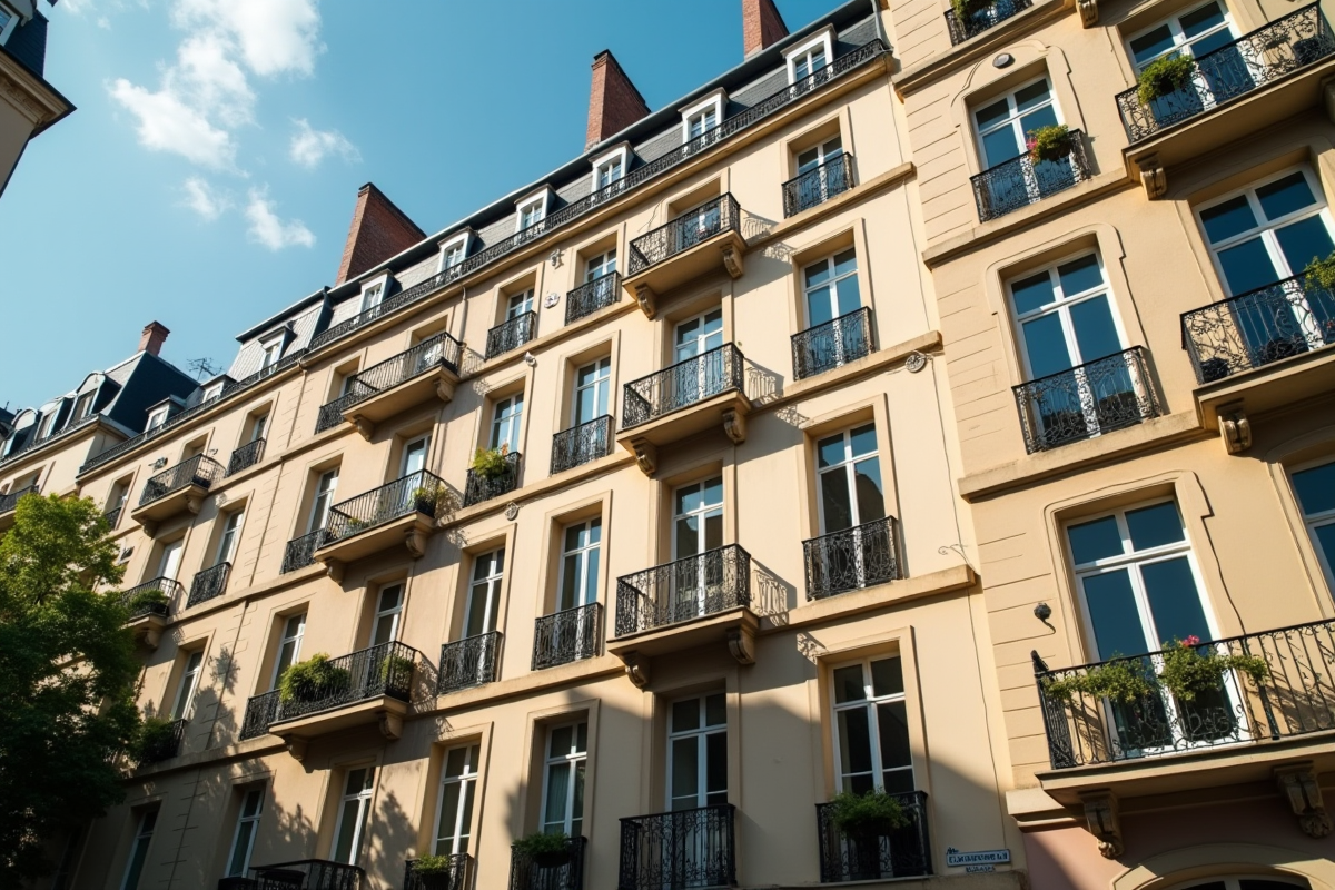 Façade d un immeuble résidentiel français en journée