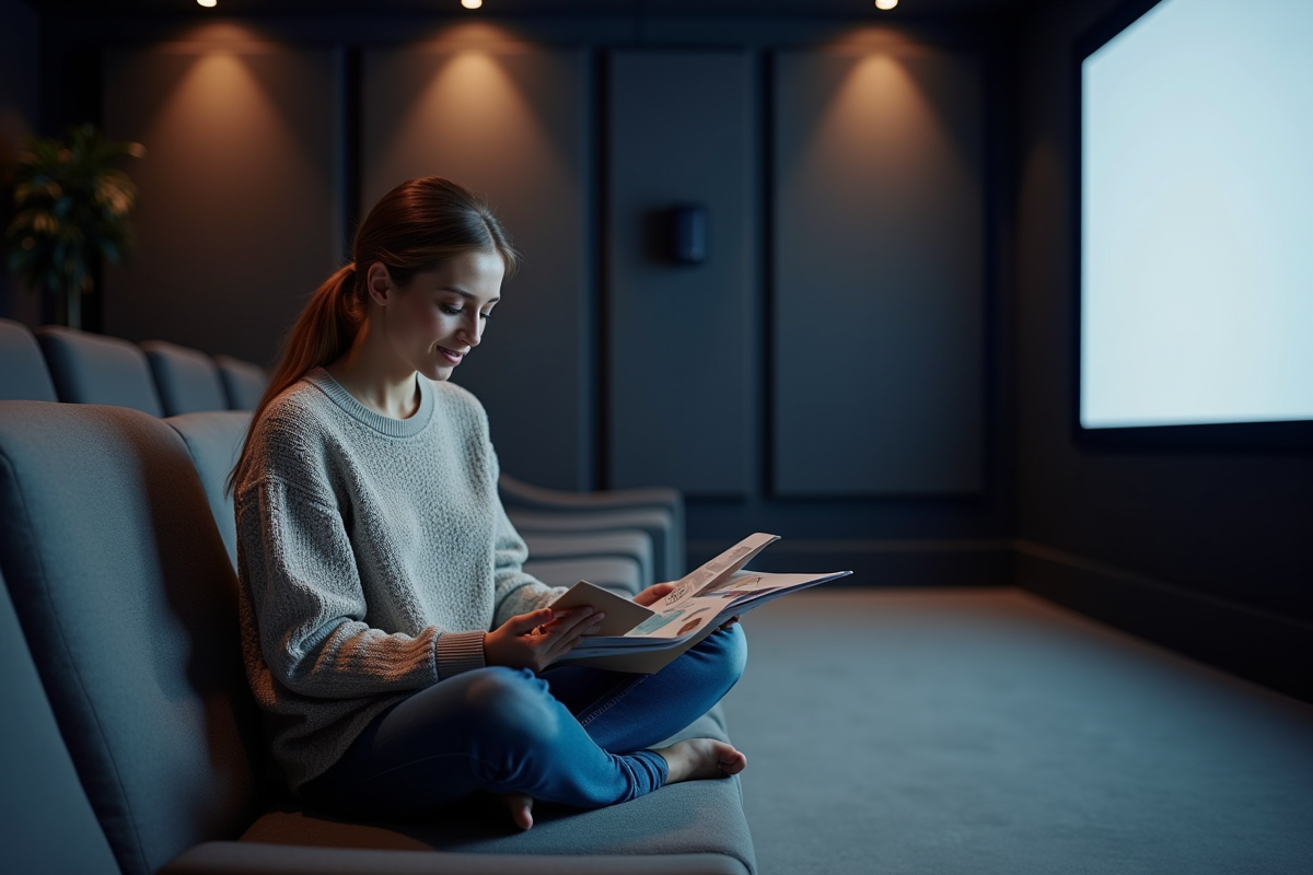 Jeune femme choisit un tissu d