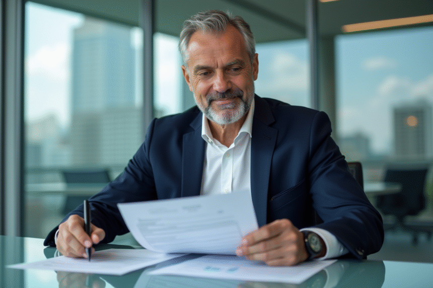 Homme d'affaires en réunion dans un bureau moderne