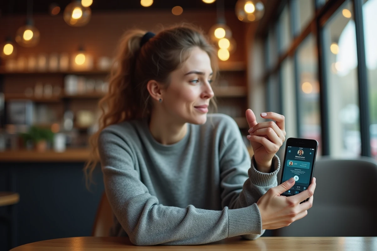 Joueuse partageant son profil League of Legends sur smartphone en masquant certaines statistiques sensibles