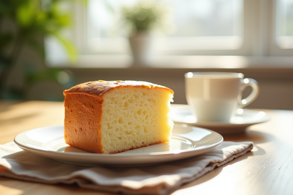 Partage d un gâteau maison avec café en lumière naturelle